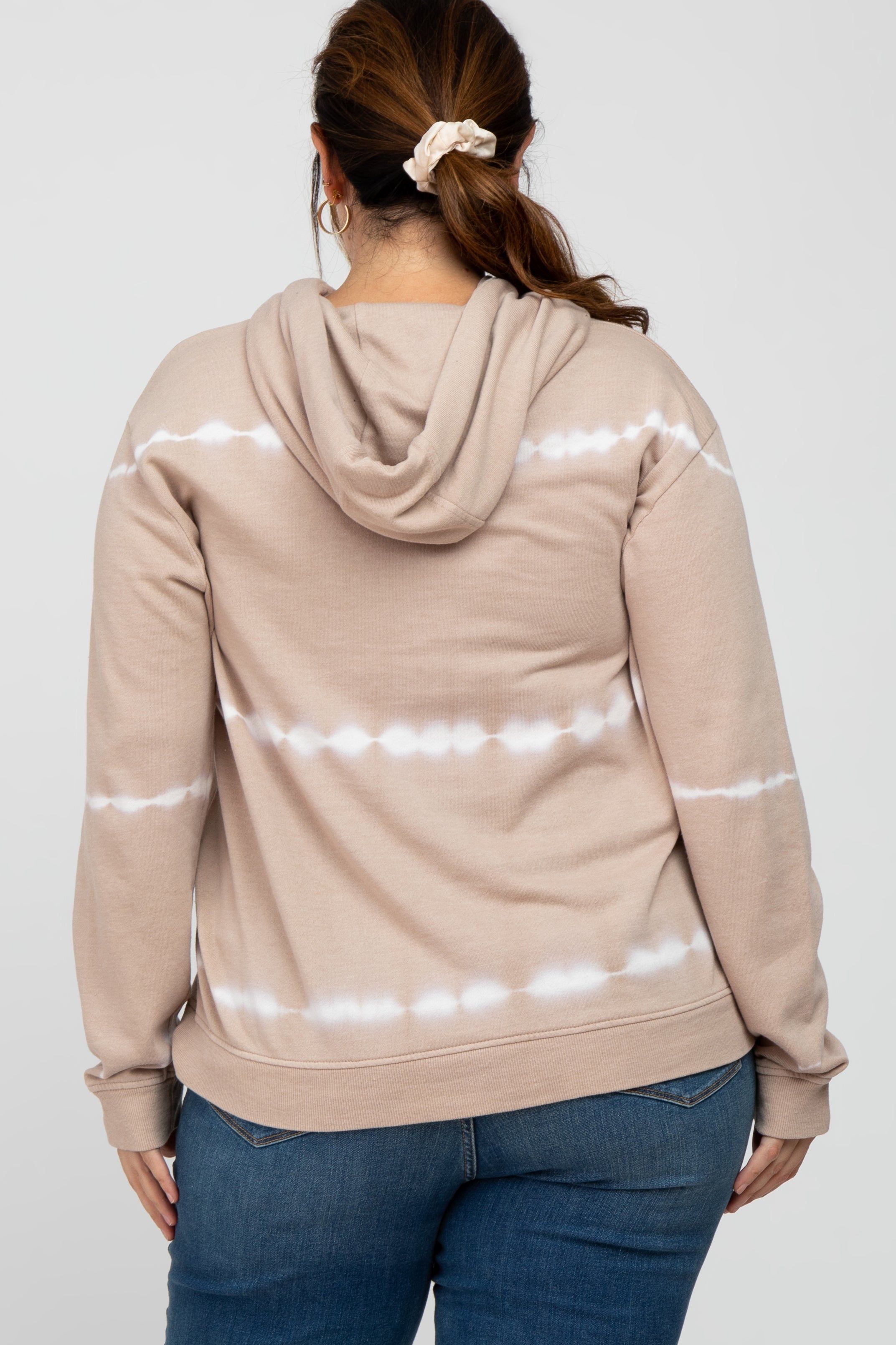 Taupe Tie Dye Plus Hoodie sold by Pinkblush product image thumbnail 5
