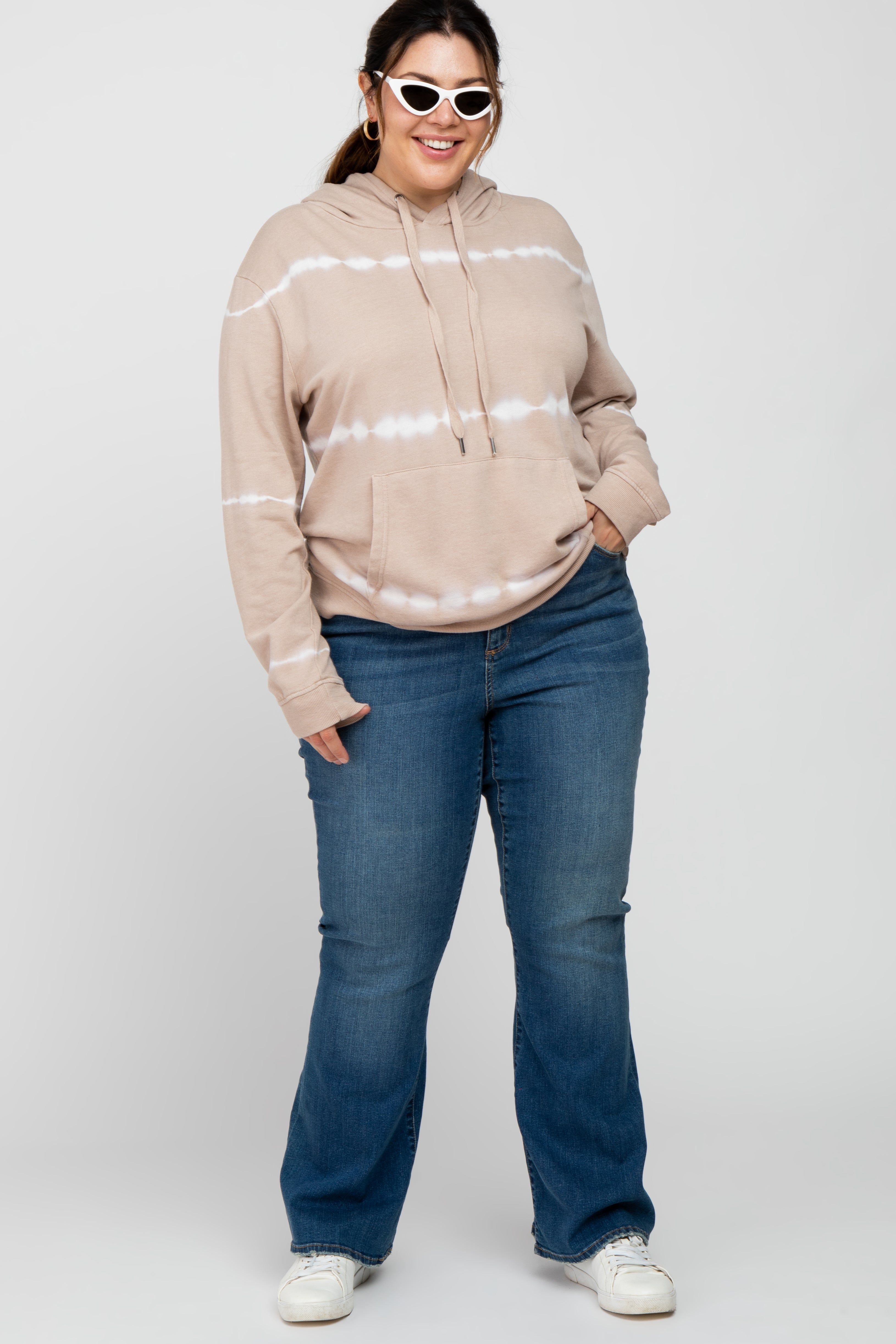Taupe Tie Dye Plus Hoodie sold by Pinkblush product image thumbnail 2