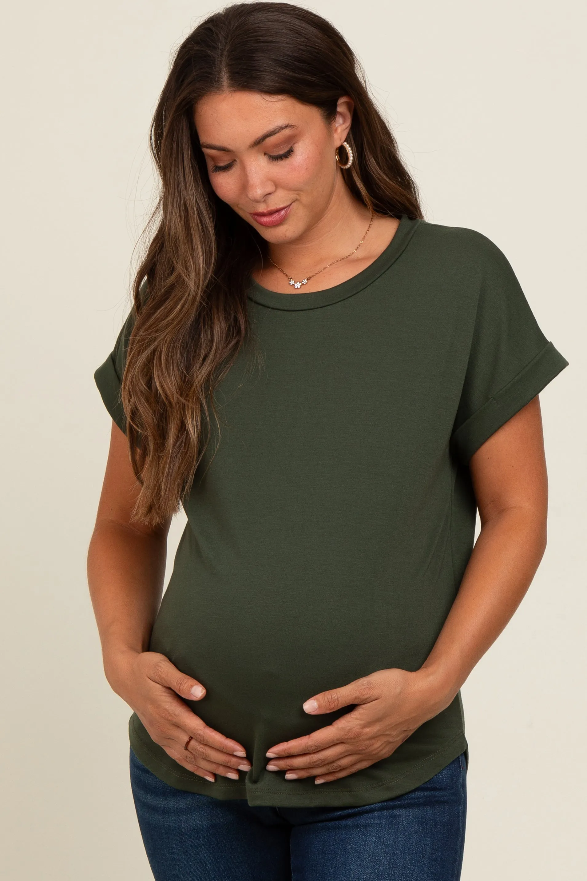 Olive Cuff Sleeve Maternity Top sold by Pinkblush product image thumbnail 2
