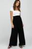 Black High Waist Tie Front Wide Pants sold by Pinkblush