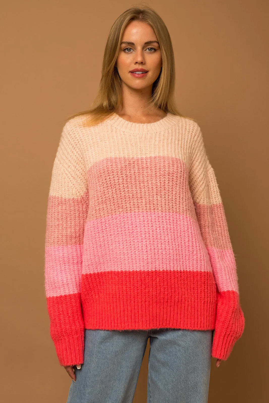 Pink Striped Knit Sweater sold by Pinkblush