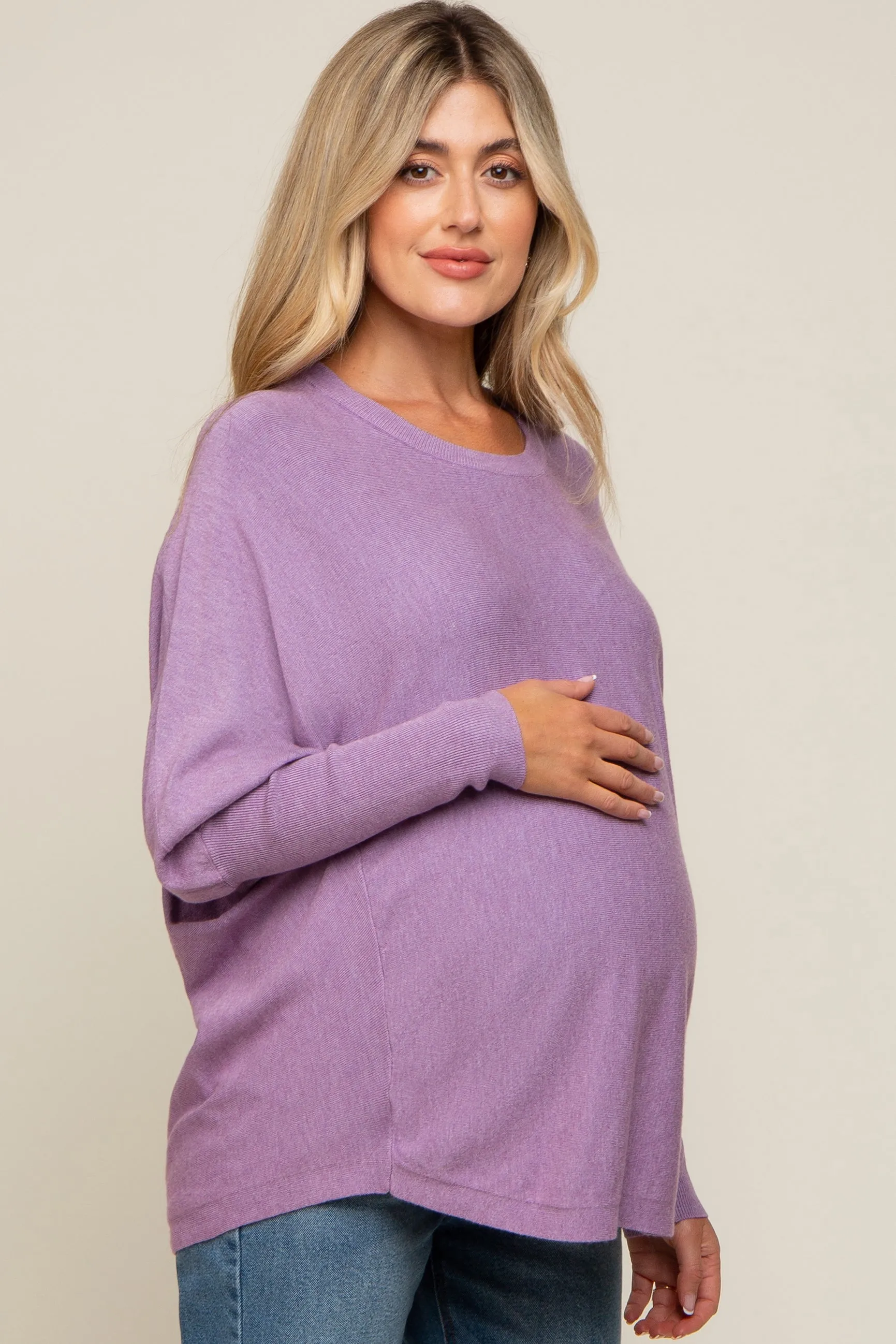 Lavender Knit Long Dolman Sleeve Maternity Top sold by Pinkblush product image thumbnail 2