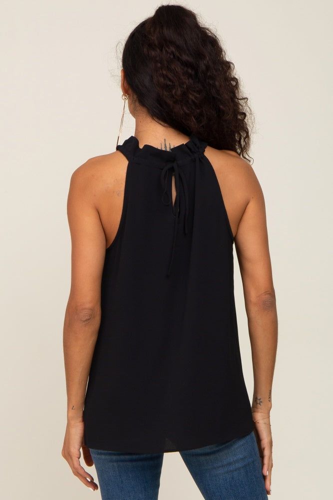 Black Ruffle Mock Neck Sleeveless Top sold by Pinkblush product image thumbnail 3