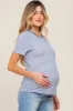 Light Blue Striped Basic Maternity Tee sold by Pinkblush