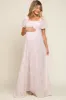 Light Pink Floral Smocked Chiffon Maternity Maxi Dress sold by Pinkblush