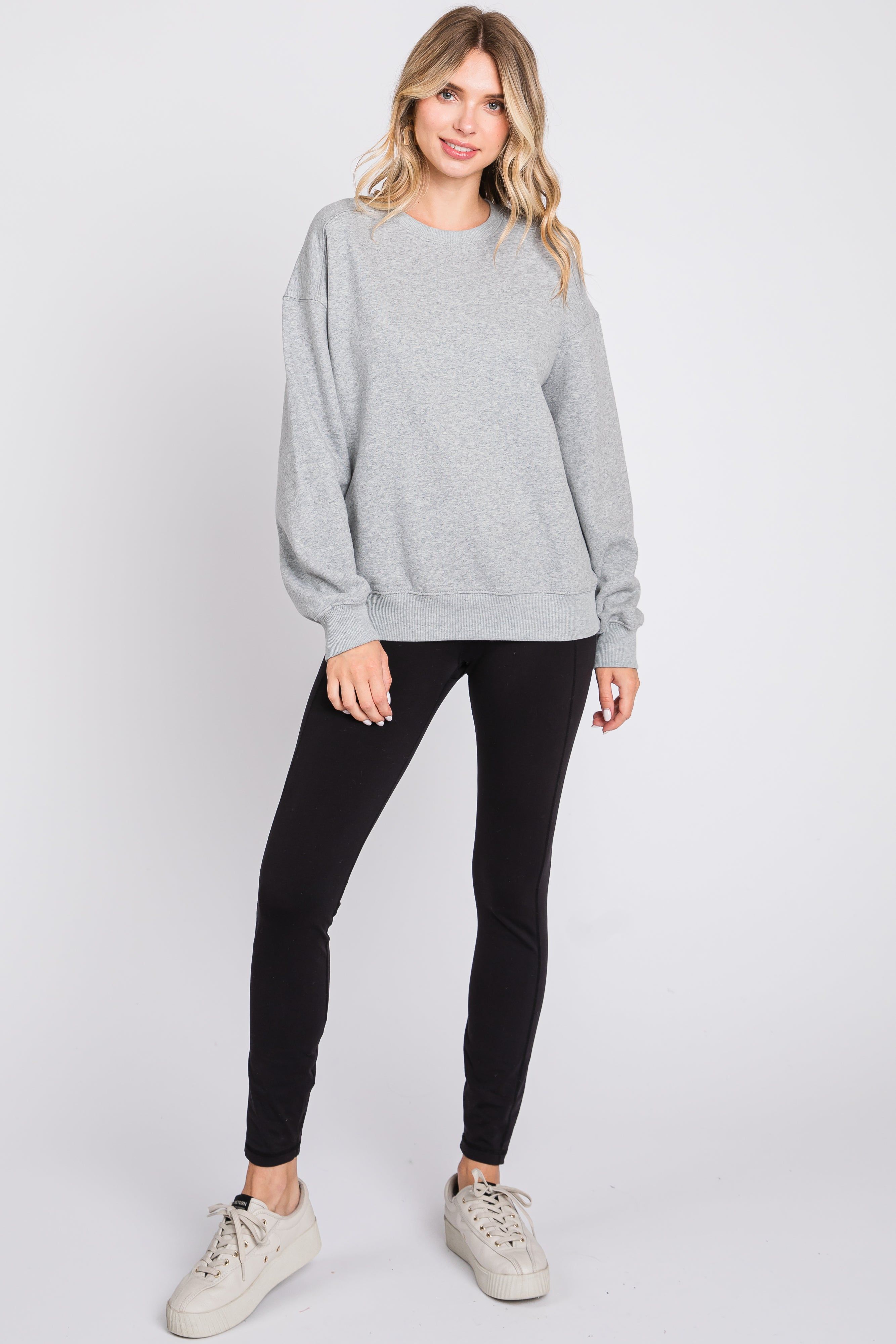 Heather Grey Basic Fleece Sweatshirt sold by Pinkblush product image thumbnail 5