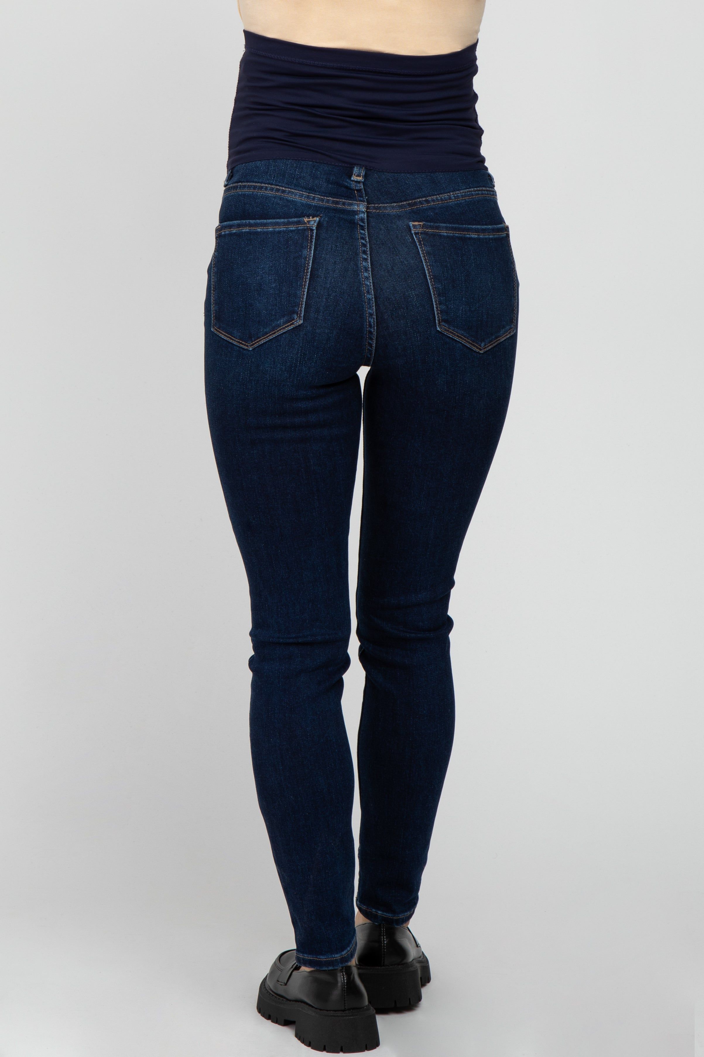 Navy Basic Maternity Skinny Jeans sold by Pinkblush product image thumbnail 4