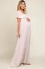 Light Pink Floral Smocked Chiffon Maternity Maxi Dress sold by Pinkblush