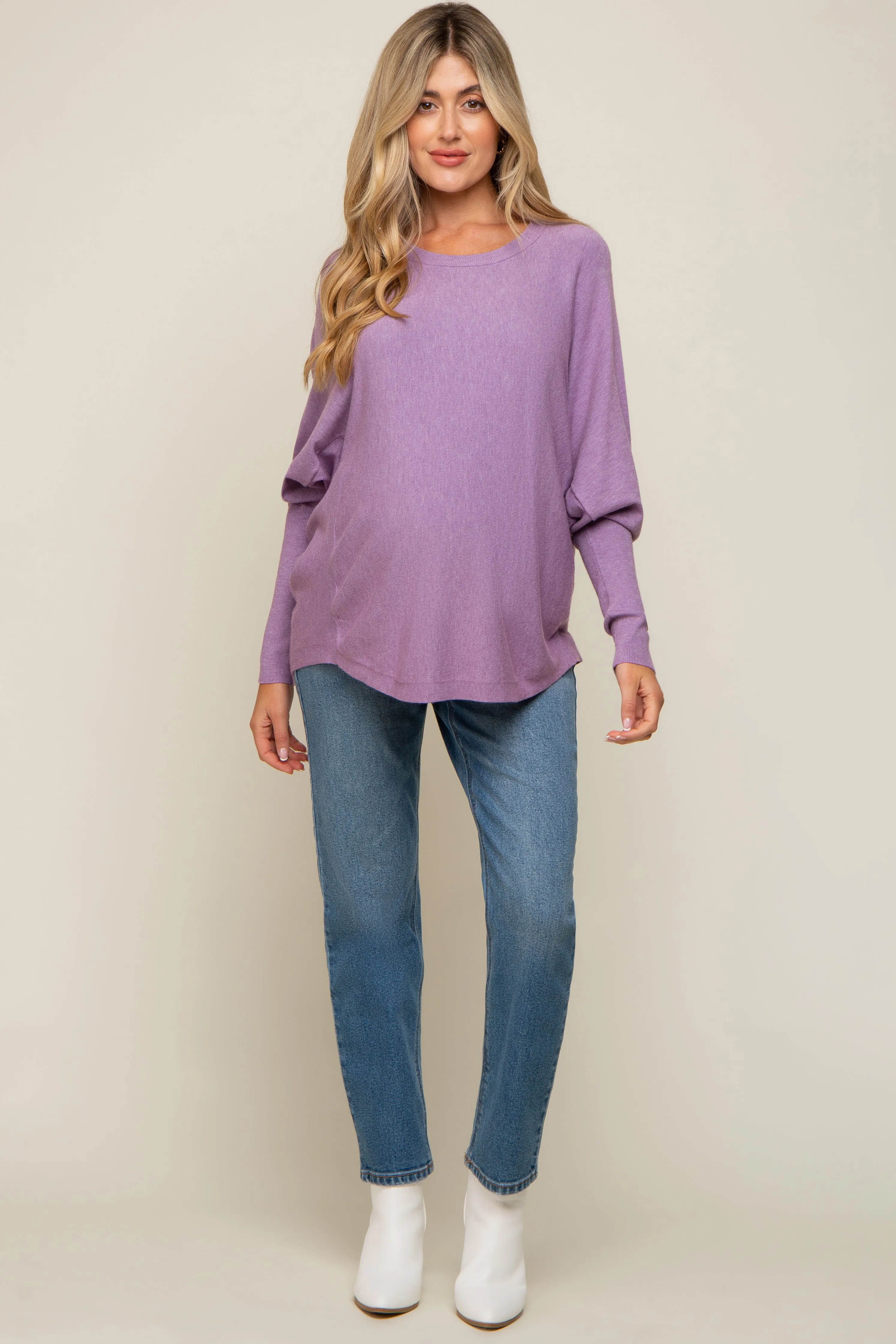 Lavender Knit Long Dolman Sleeve Maternity Top sold by Pinkblush product image thumbnail 4