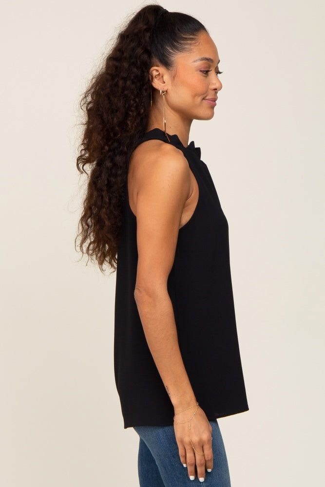 Black Ruffle Mock Neck Sleeveless Top sold by Pinkblush product image thumbnail 2