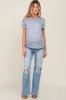 Light Blue Striped Basic Maternity Tee sold by Pinkblush