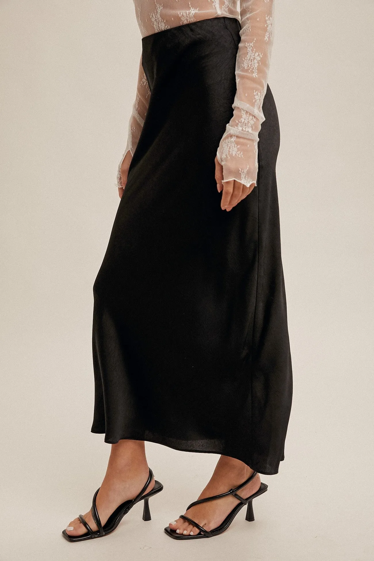 Black Crinkle Textured Maxi Skirt sold by Pinkblush product image thumbnail 3