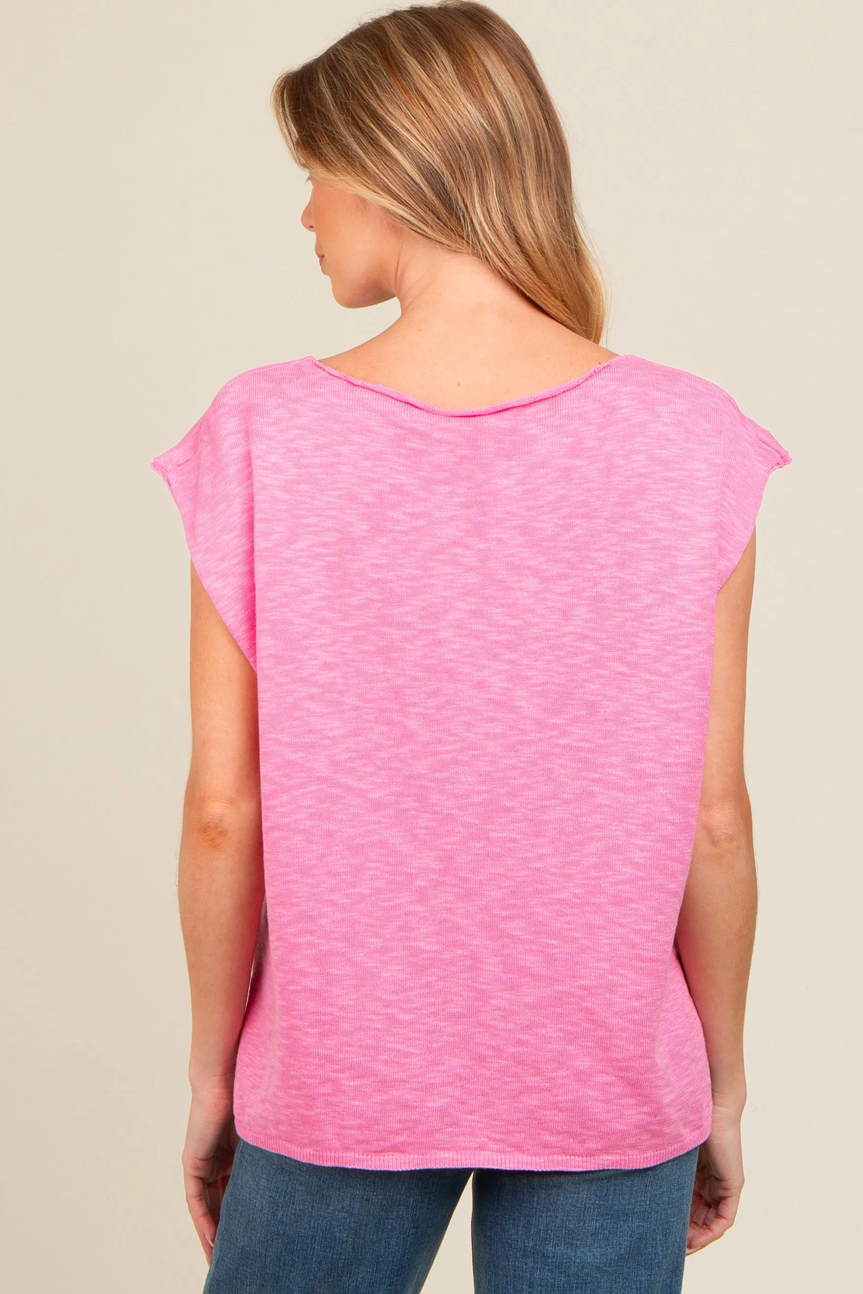 Pink Two Tone Split V-Neck Dolman Short Sleeve Maternity Top sold by Pinkblush product image thumbnail 3