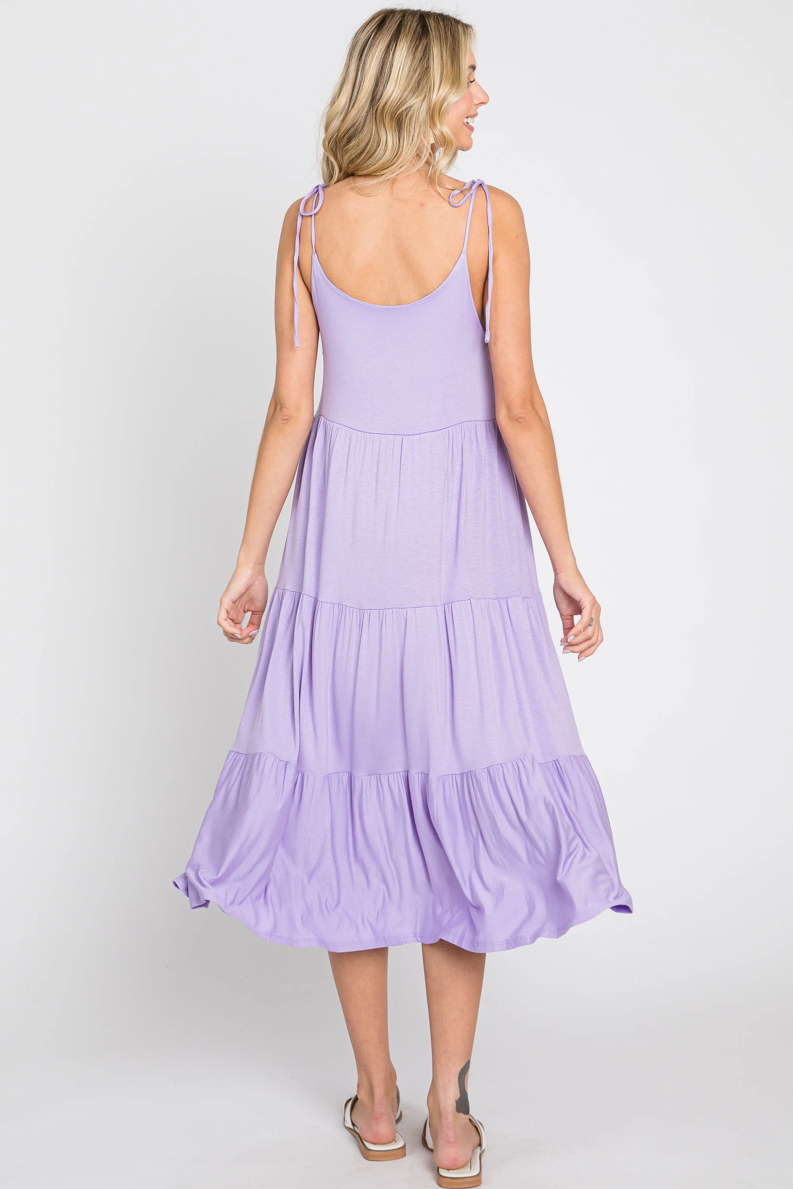 Lavender Sleeveless Tiered Midi Dress sold by Pinkblush product image thumbnail 3