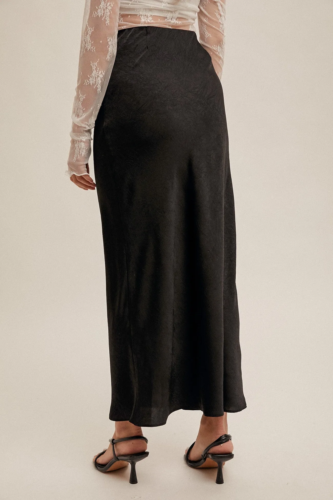 Black Crinkle Textured Maxi Skirt sold by Pinkblush product image thumbnail 4