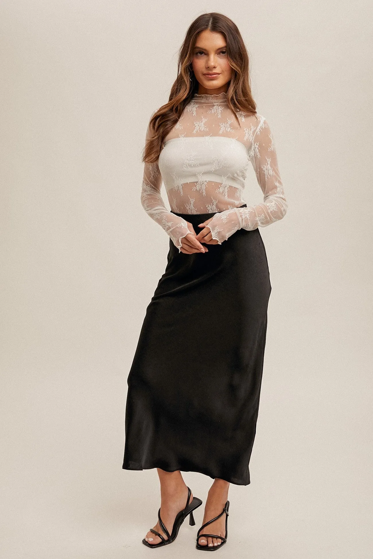 Black Crinkle Textured Maxi Skirt sold by Pinkblush