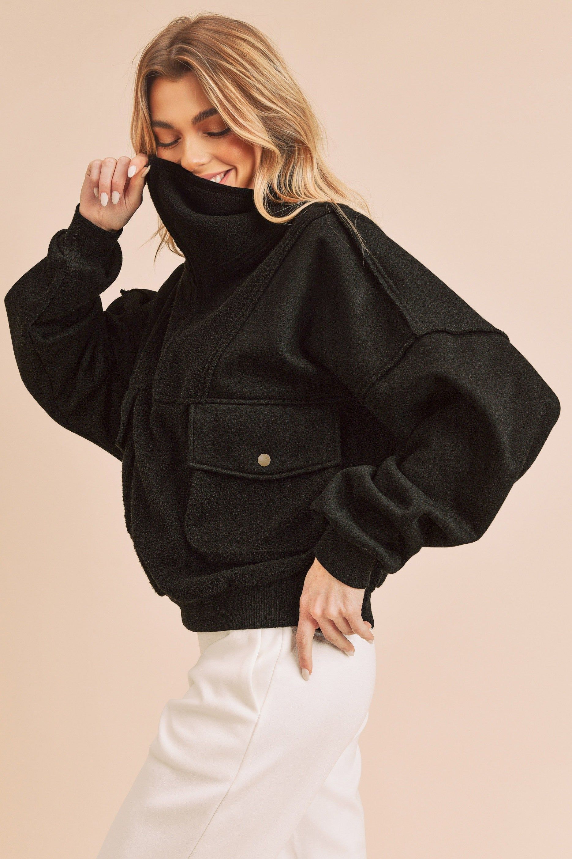 Black Fuzzy Pullover sold by Pinkblush