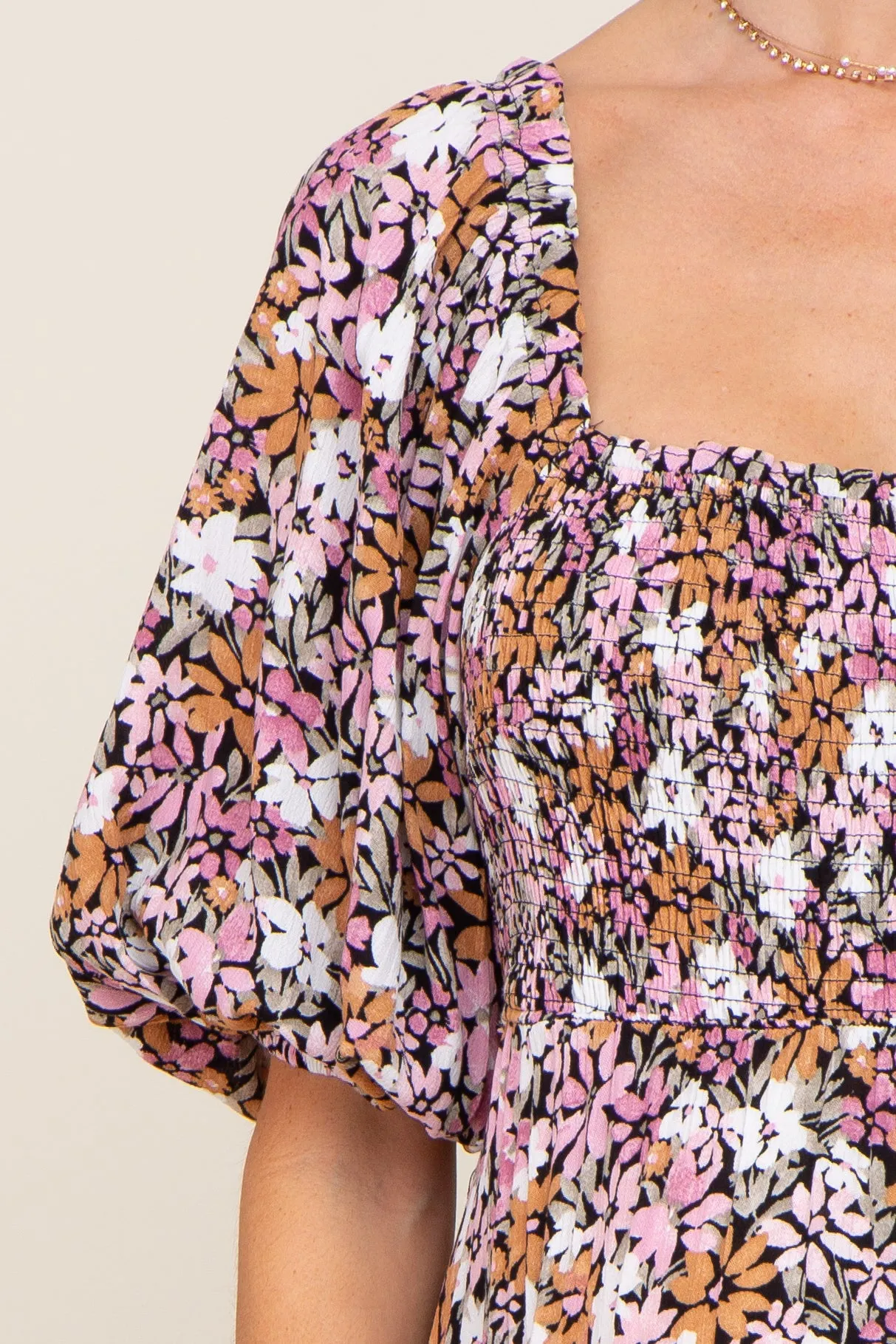 Black Multi-Color Floral Maternity Maxi Dress sold by Pinkblush product image thumbnail 5