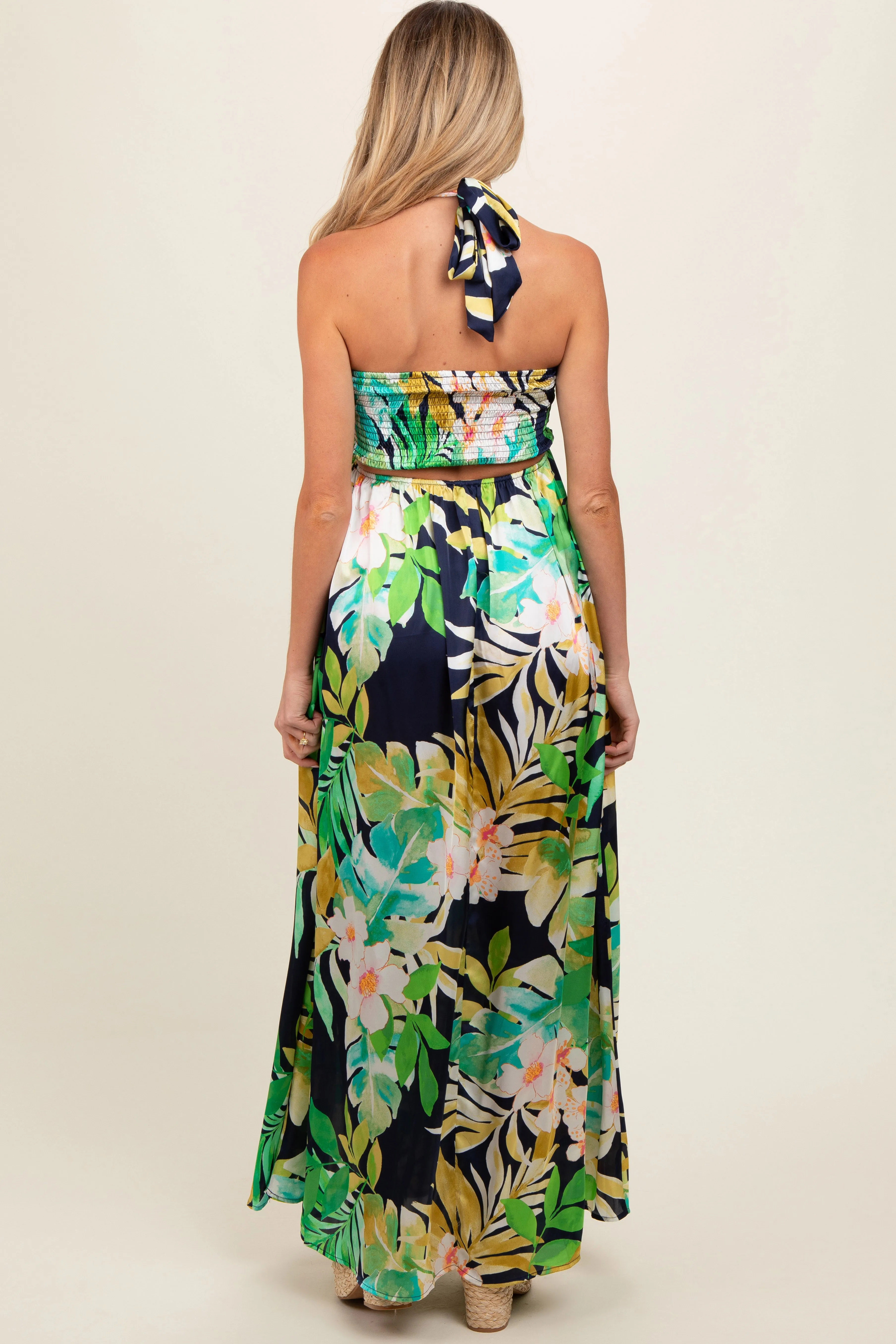 Green Floral Cutout Maternity Maxi Dress sold by Pinkblush product image thumbnail 3