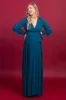 Teal Chiffon Long Sleeve Pleated Maternity Maxi Dress sold by Pinkblush