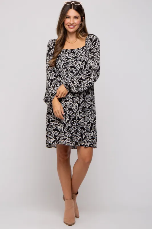 Black Floral Long Sleeve Maternity Dress sold by Pinkblush