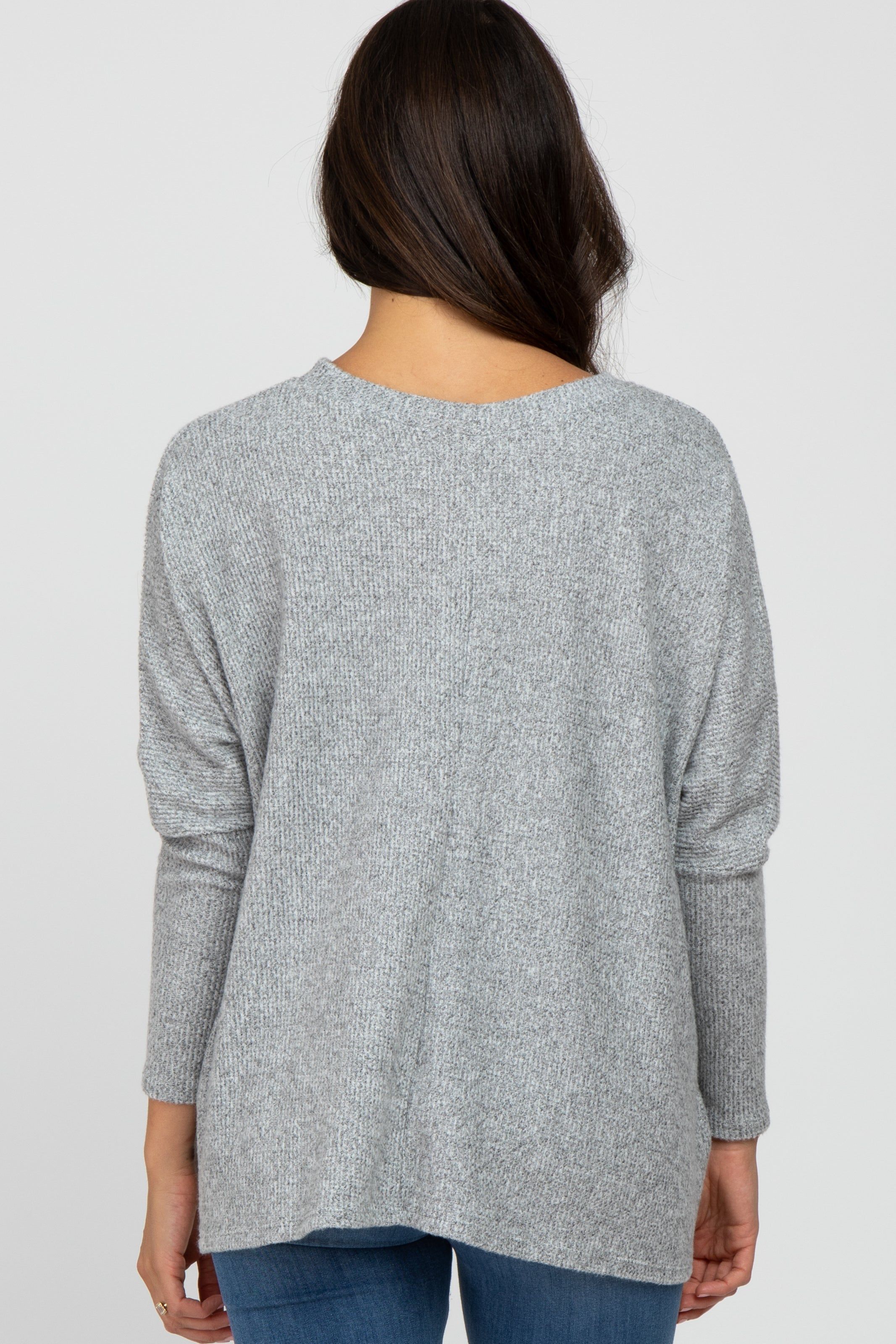 Heather Grey Dolman Sleeve Soft Knit Top sold by Pinkblush product image thumbnail 4