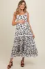 Ivory Floral Lace Trim Tiered Maternity Maxi Dress sold by Pinkblush