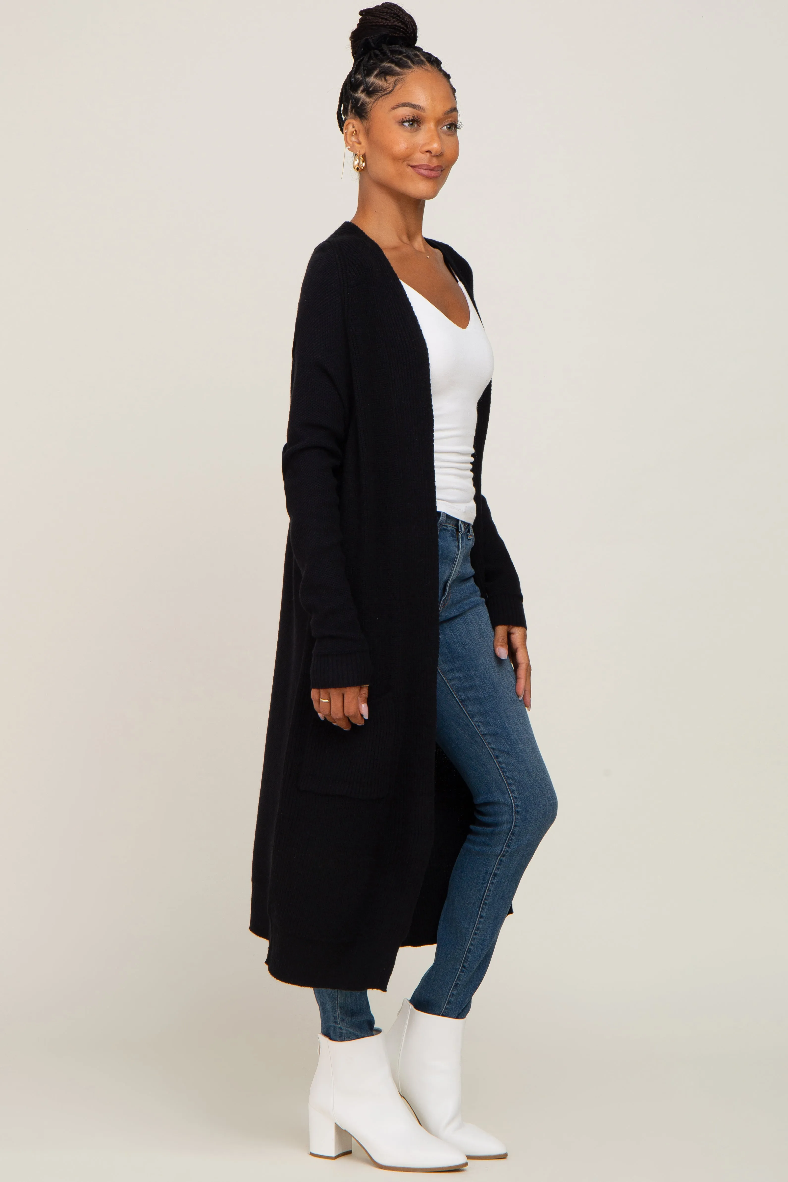 Black Open Front Long Cardigan sold by Pinkblush product image thumbnail 2