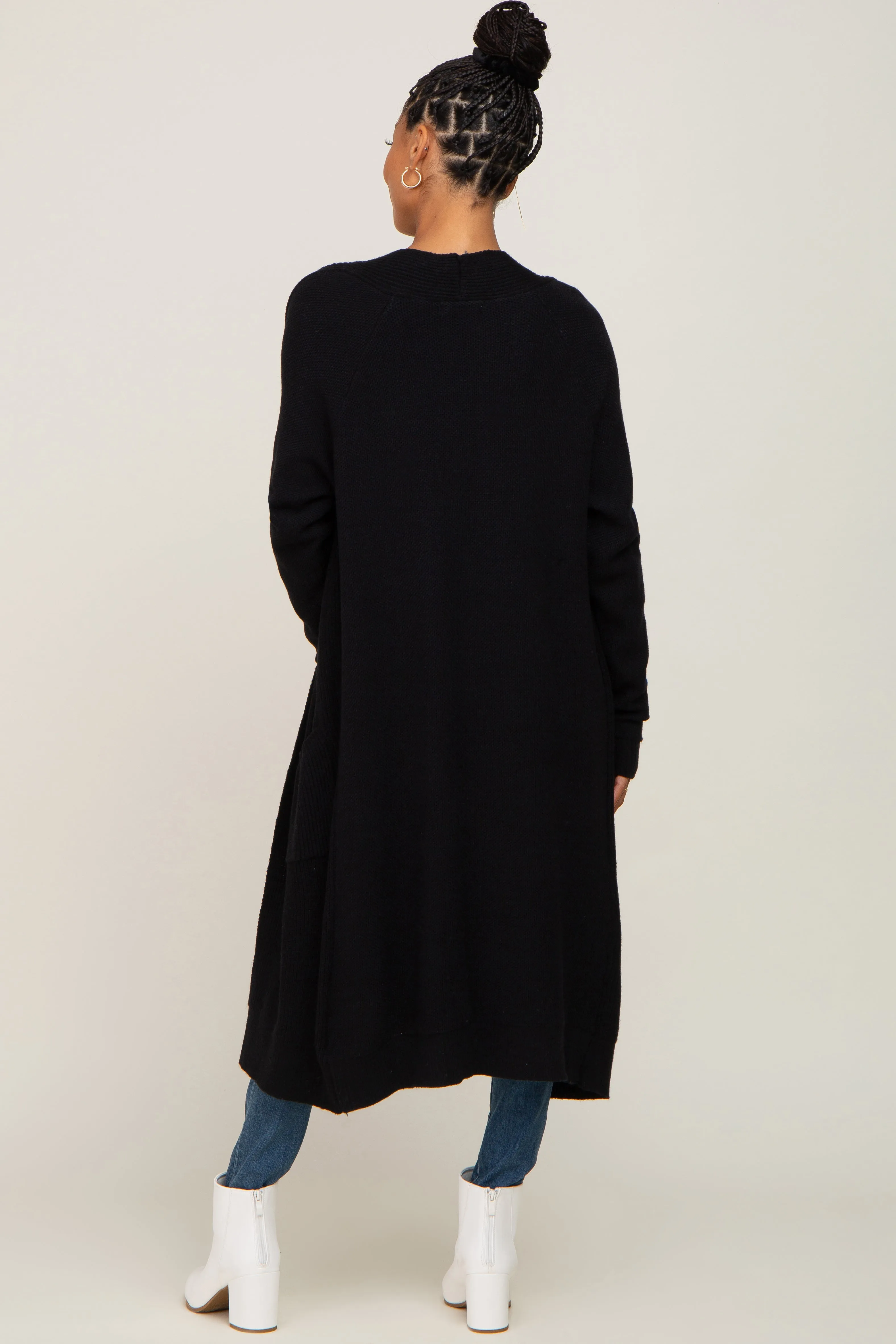 Black Open Front Long Cardigan sold by Pinkblush product image thumbnail 3