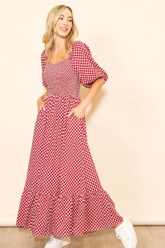 Red Sweetheart Neck Extra Wide Flowy Maxi Dress sold by Pinkblush