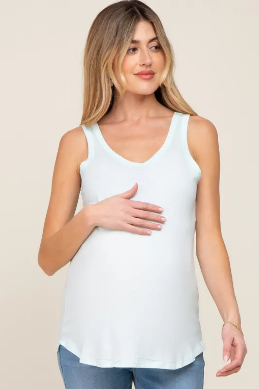 Light Blue Maternity Tank Top sold by Pinkblush
