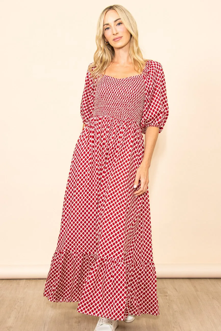 Red Sweetheart Neck Extra Wide Flowy Maxi Dress sold by Pinkblush product image thumbnail 2