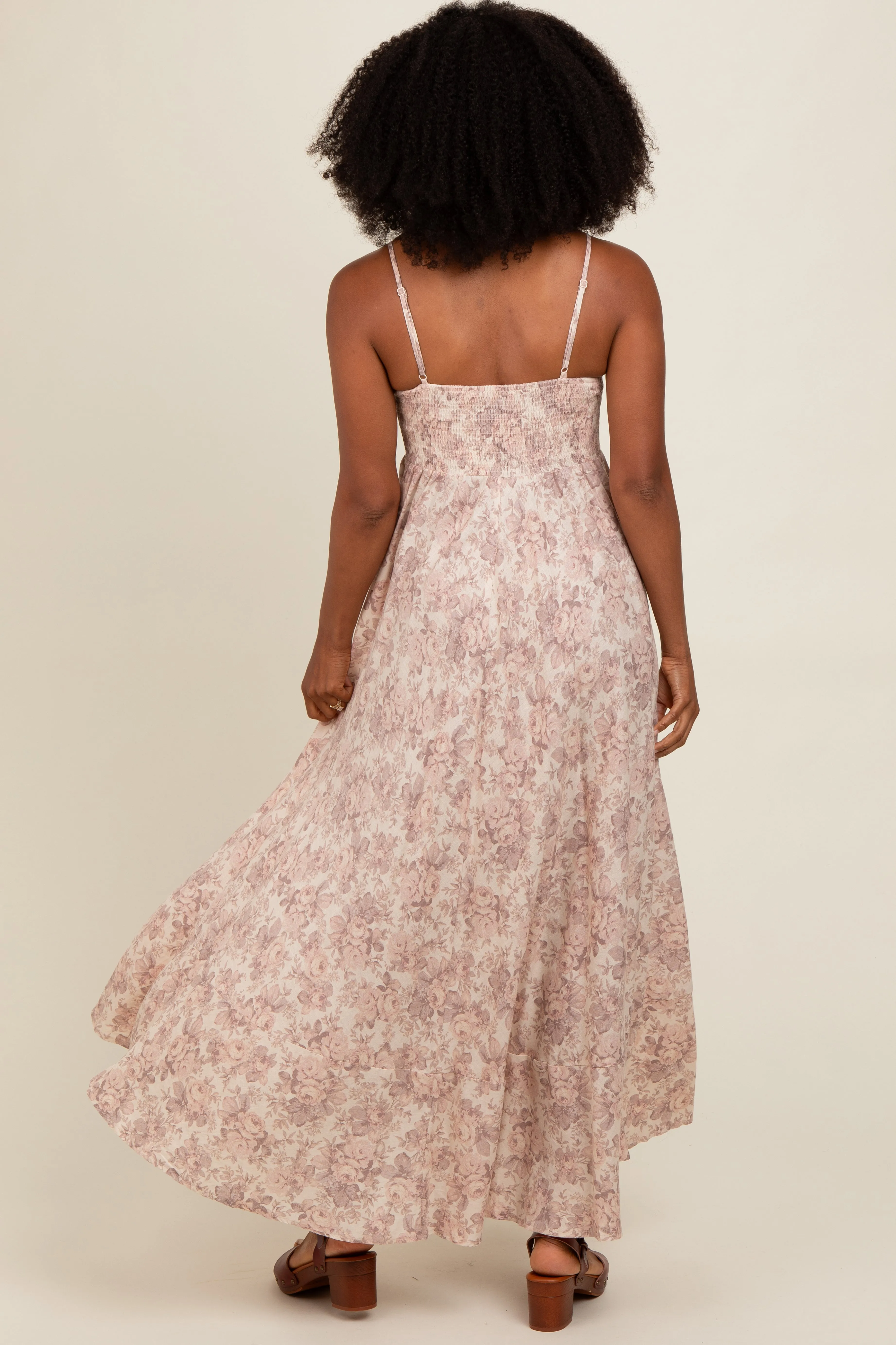 Mauve Floral Ruffle Hem Maxi Dress sold by Pinkblush product image thumbnail 4