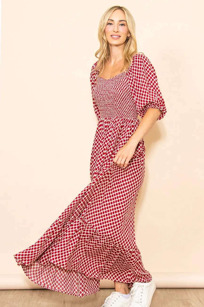 Red Sweetheart Neck Extra Wide Flowy Maxi Dress sold by Pinkblush product image thumbnail 3