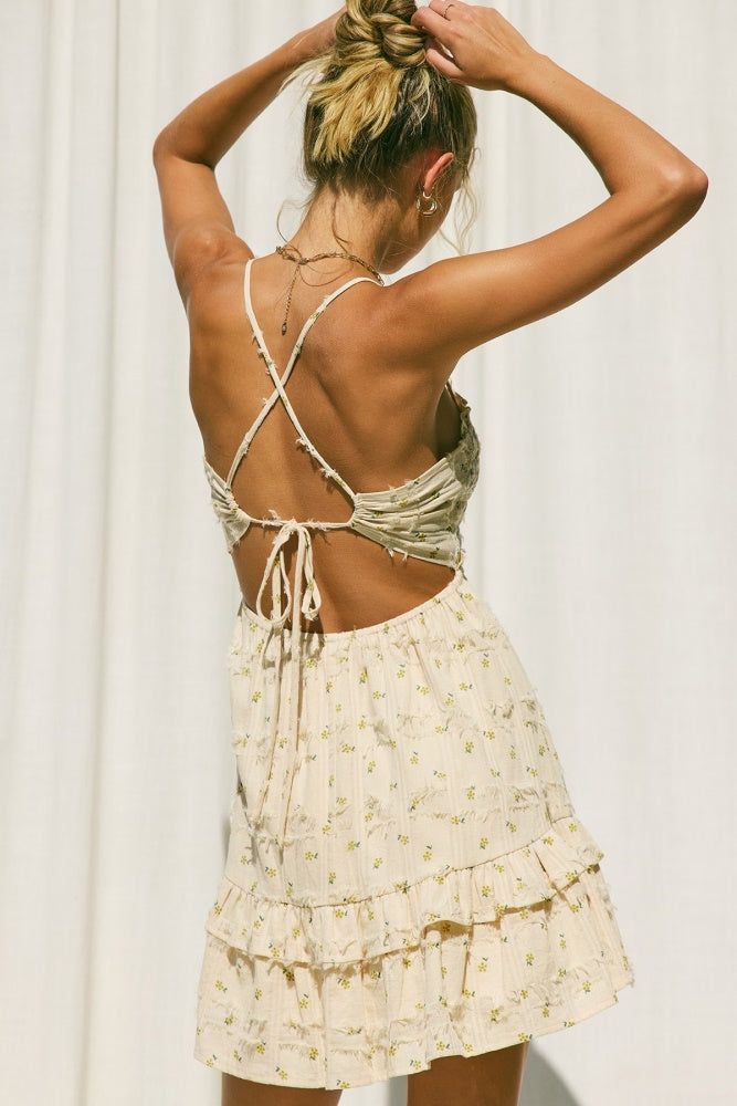 Natural Textured Embroidery Mini Dress sold by Pinkblush product image thumbnail 4