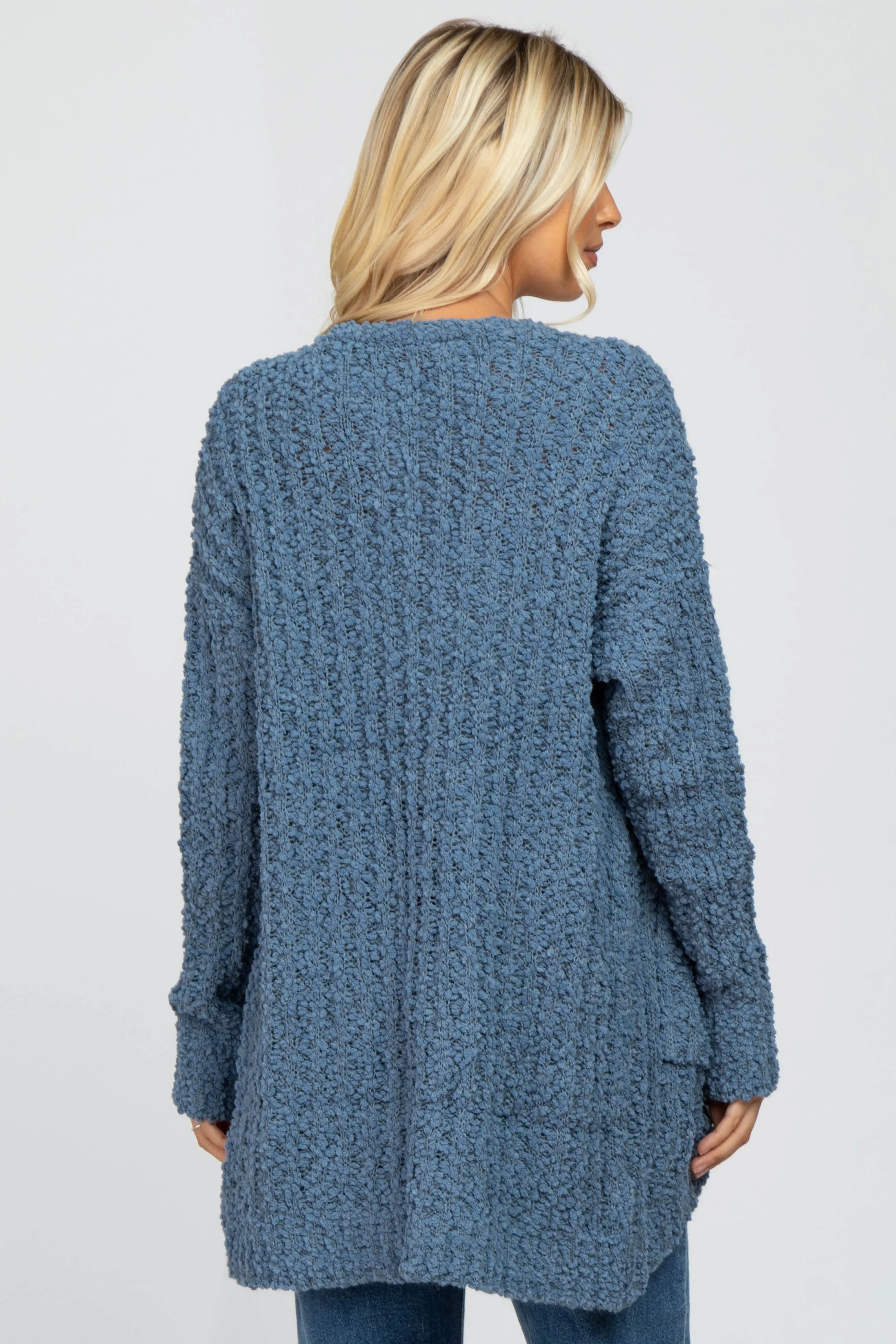 Blue Popcorn Knit Hi-Low Cardigan sold by Pinkblush product image thumbnail 3