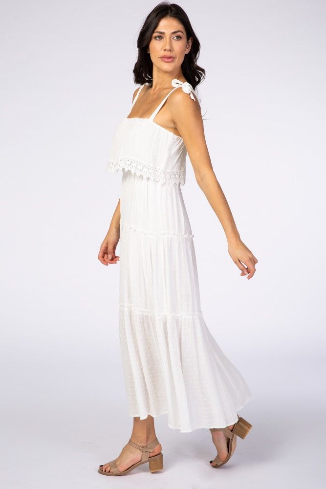 White Swiss Dot Tiered Maxi Dress sold by Pinkblush product image thumbnail 2