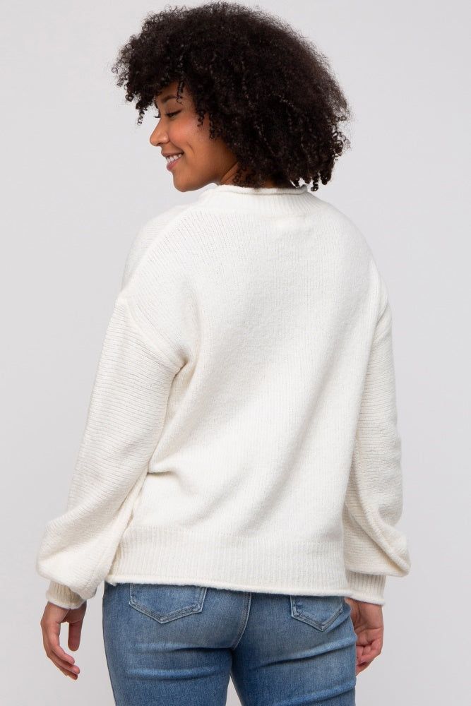 Cream Soft Knit Rolled Hem Sweater sold by Pinkblush product image thumbnail 3