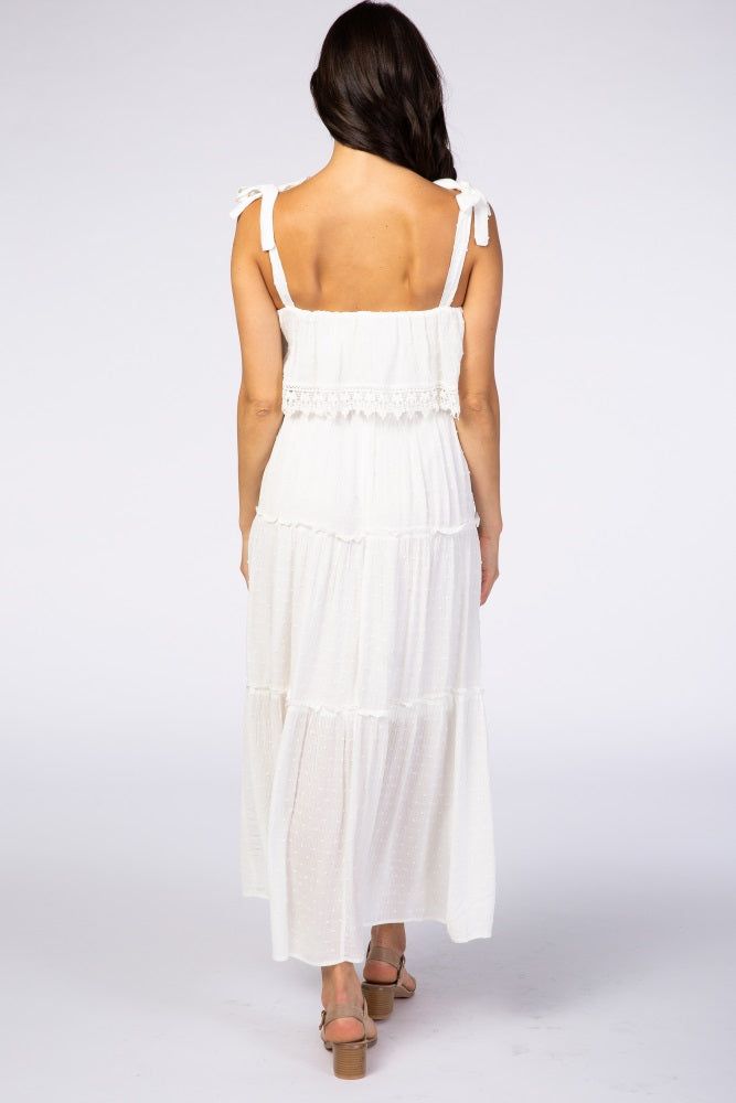 White Swiss Dot Tiered Maxi Dress sold by Pinkblush product image thumbnail 3