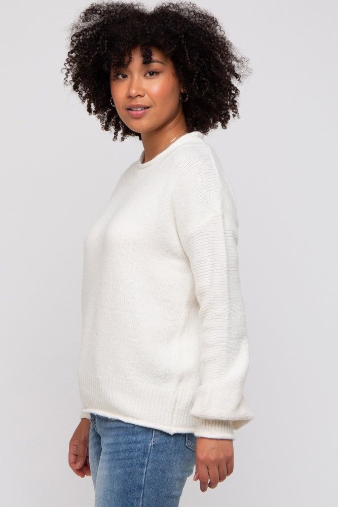Cream Soft Knit Rolled Hem Sweater sold by Pinkblush product image thumbnail 2
