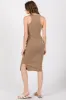 Mocha Acid Wash Ribbed Sleeveless Midi Dress sold by Pinkblush