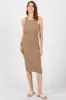 Mocha Acid Wash Ribbed Sleeveless Midi Dress sold by Pinkblush
