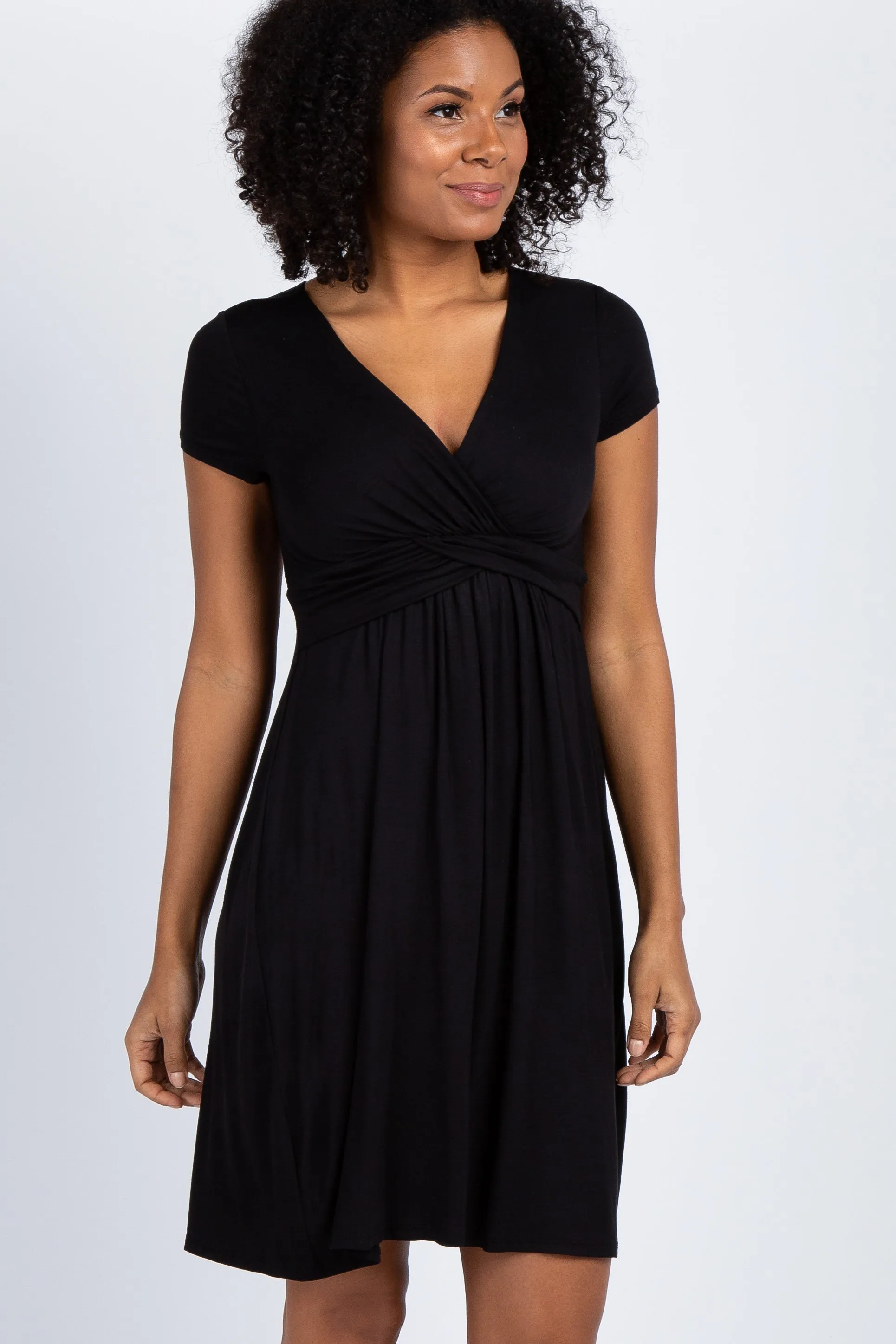 Black Draped Front Nursing Dress sold by Pinkblush product image thumbnail 2