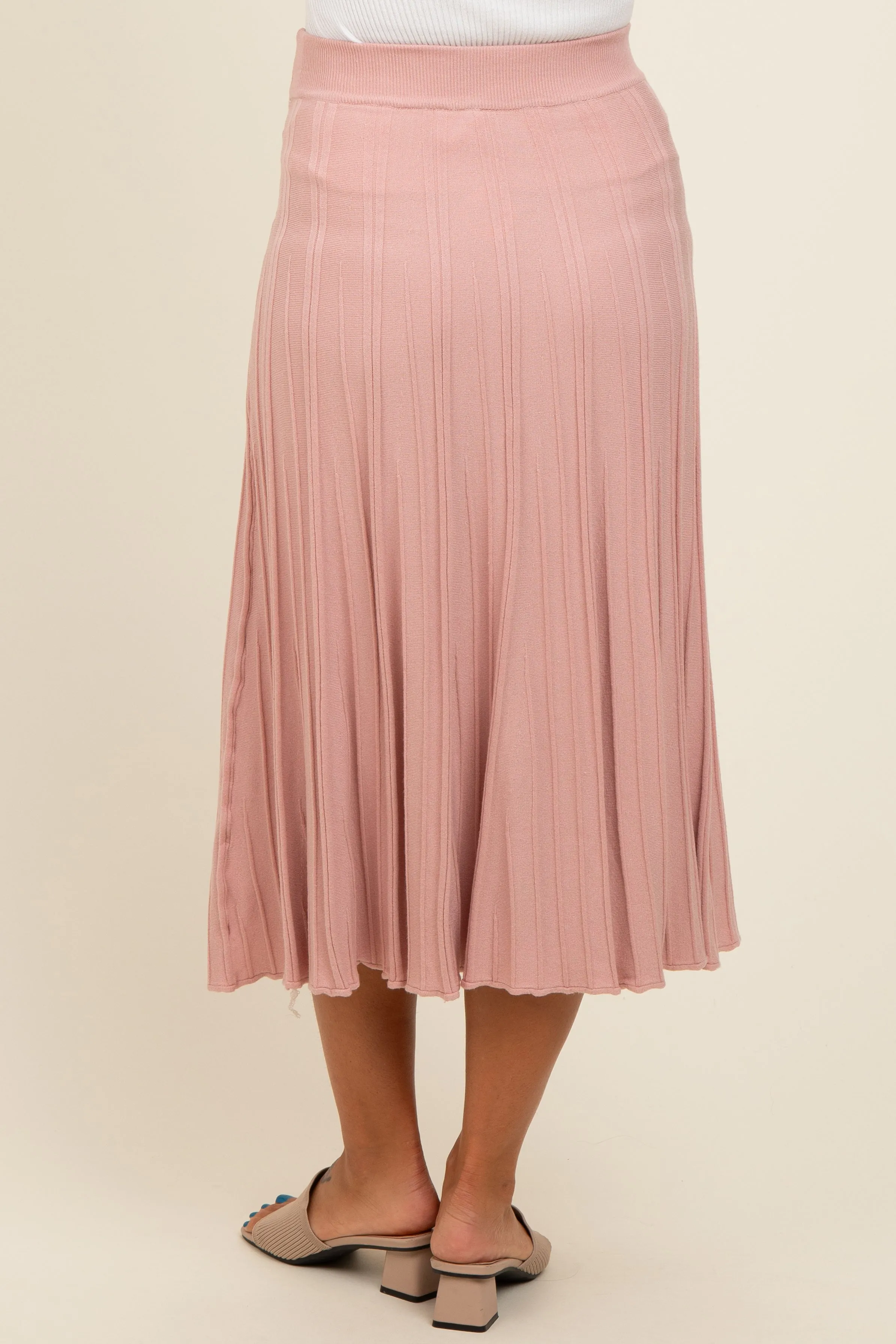 Mauve Ribbed Knit A-Line Midi Maternity Skirt sold by Pinkblush product image thumbnail 5
