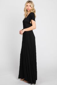Black Basic Wrap Maxi Dress sold by Pinkblush