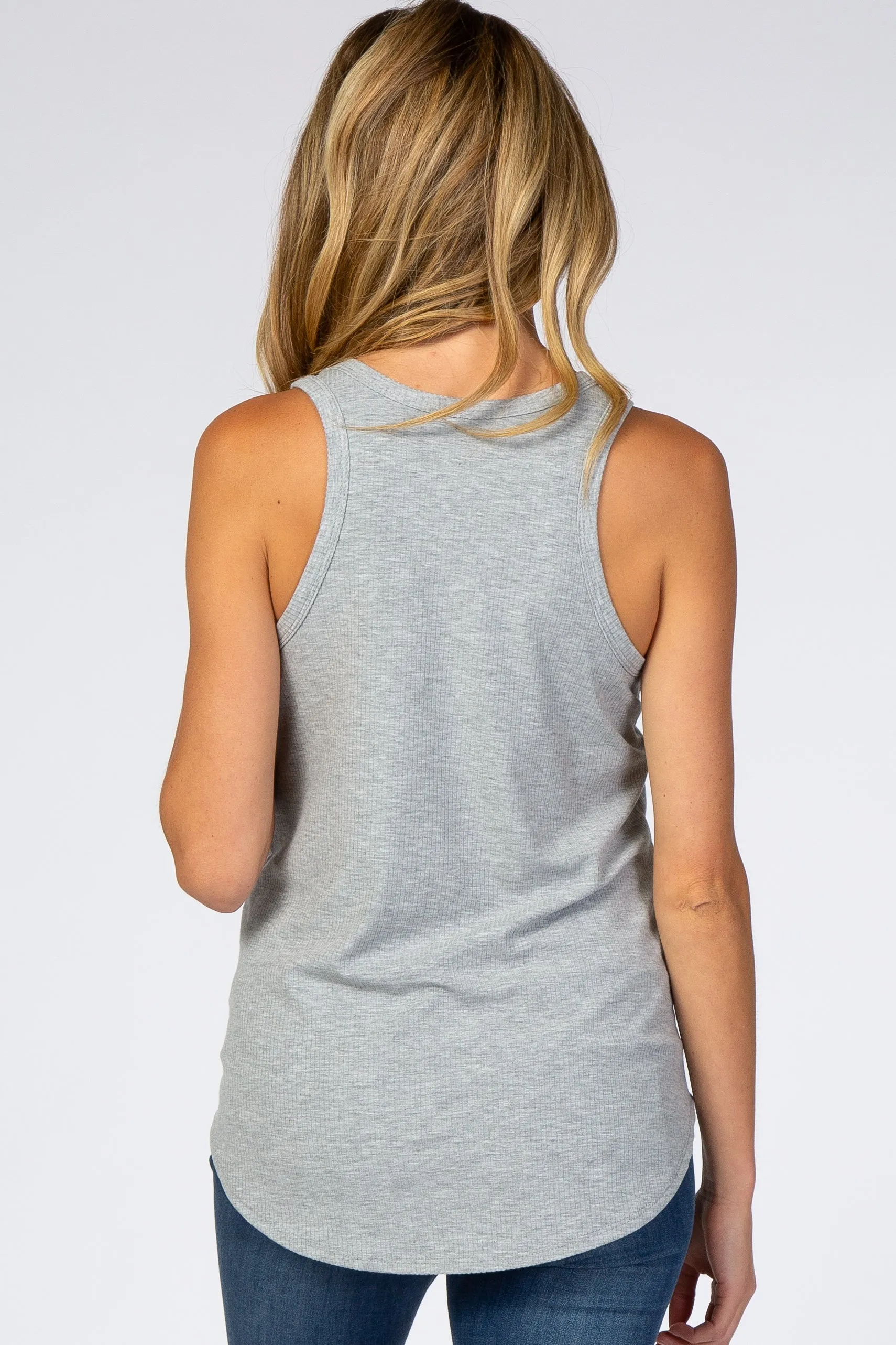 Heather Grey Ribbed Sleeveless Maternity Top sold by Pinkblush product image thumbnail 3