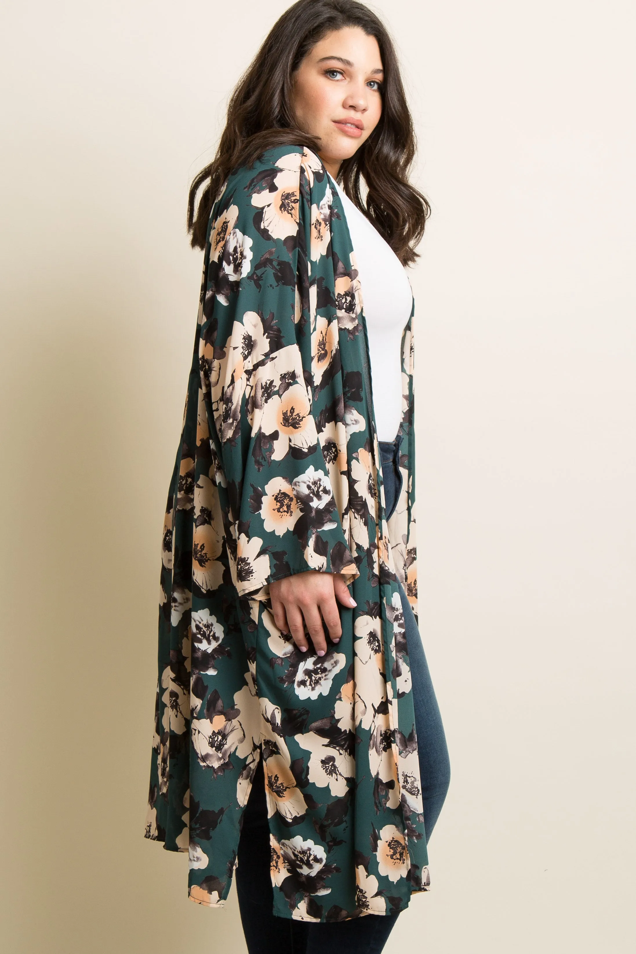 PinkBlush Green Floral Chiffon Long Plus Cover Up sold by Pinkblush product image thumbnail 3