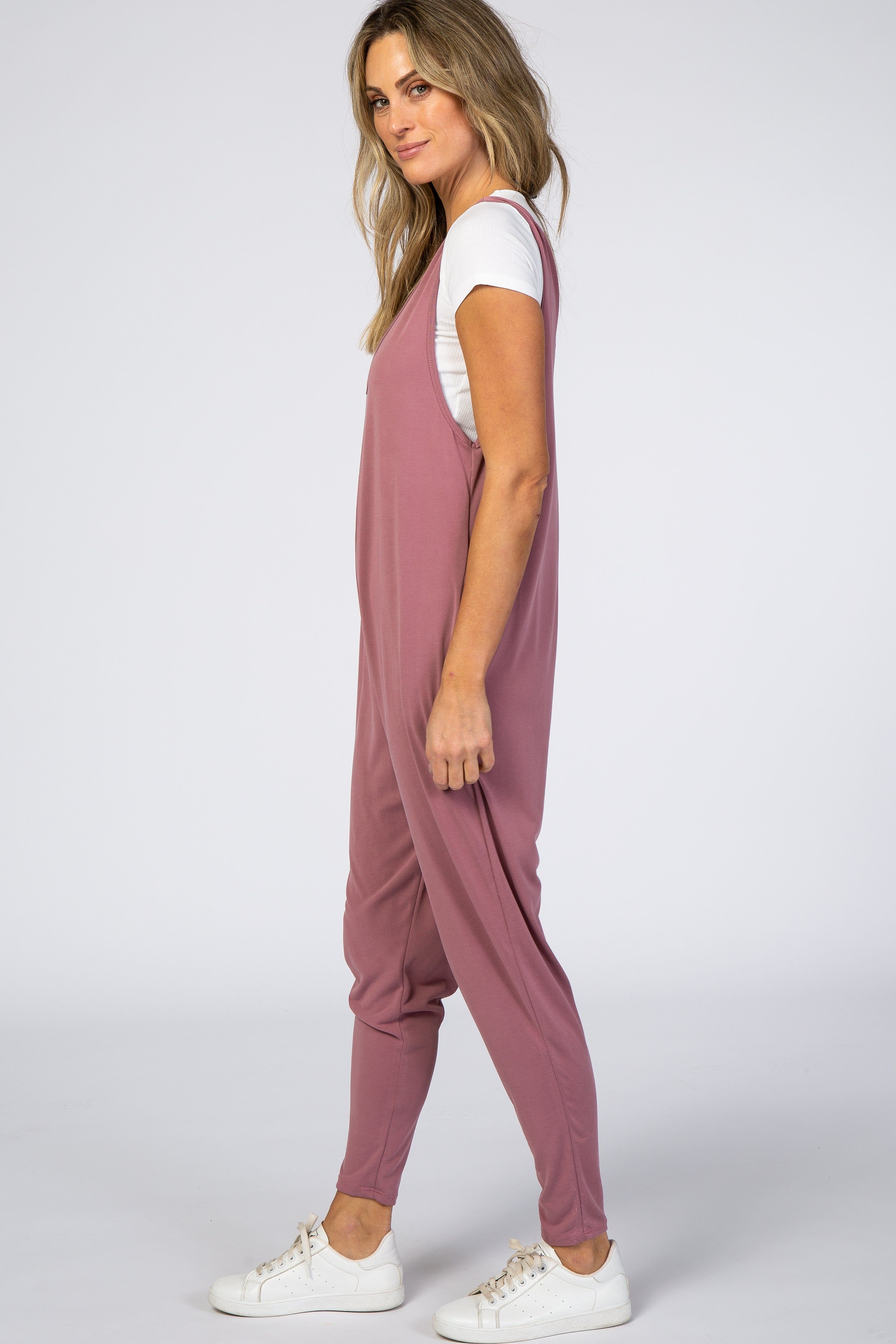 Mauve V-Neck Jumpsuit sold by Pinkblush product image thumbnail 2
