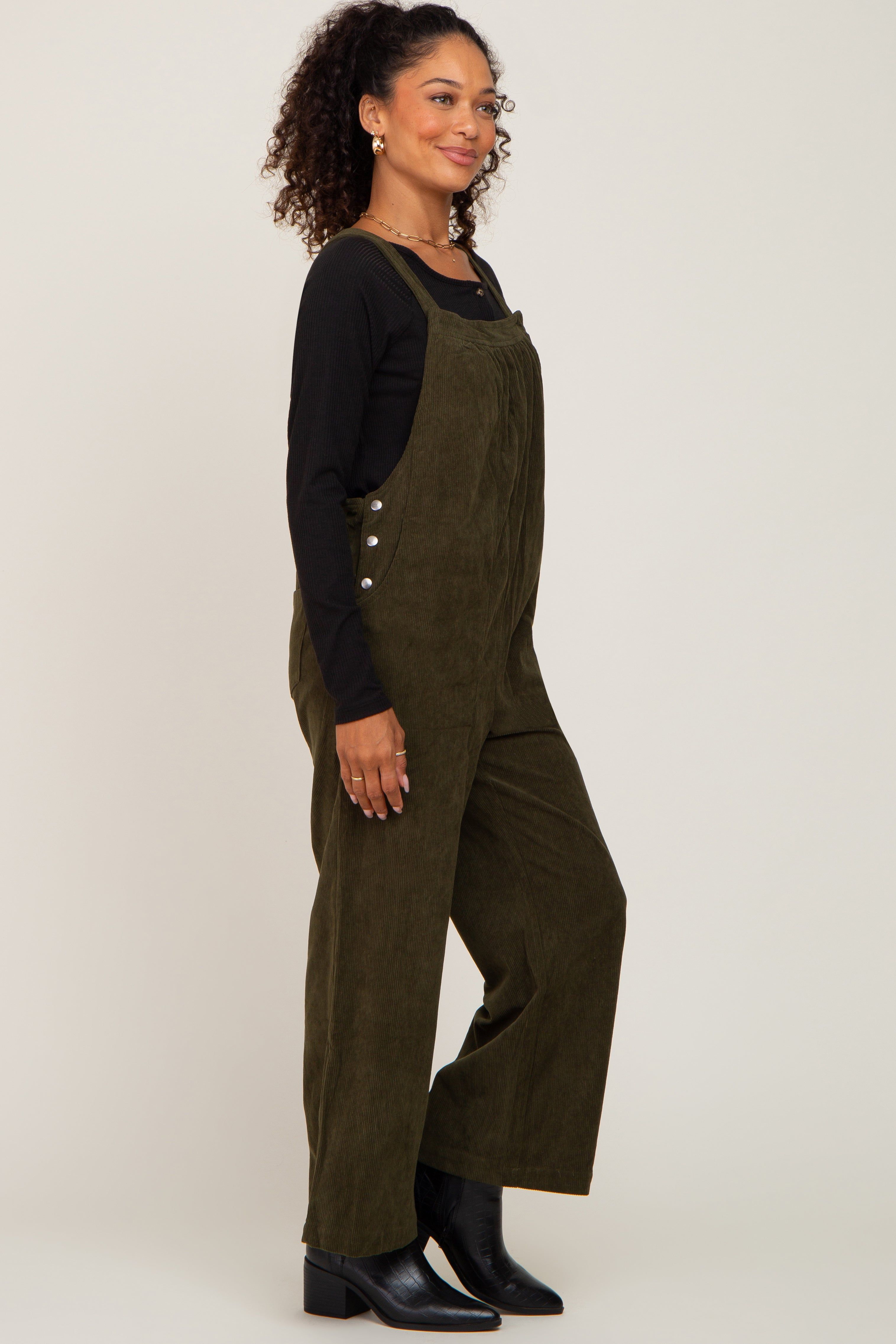 Olive Corduroy Overalls sold by Pinkblush product image thumbnail 2