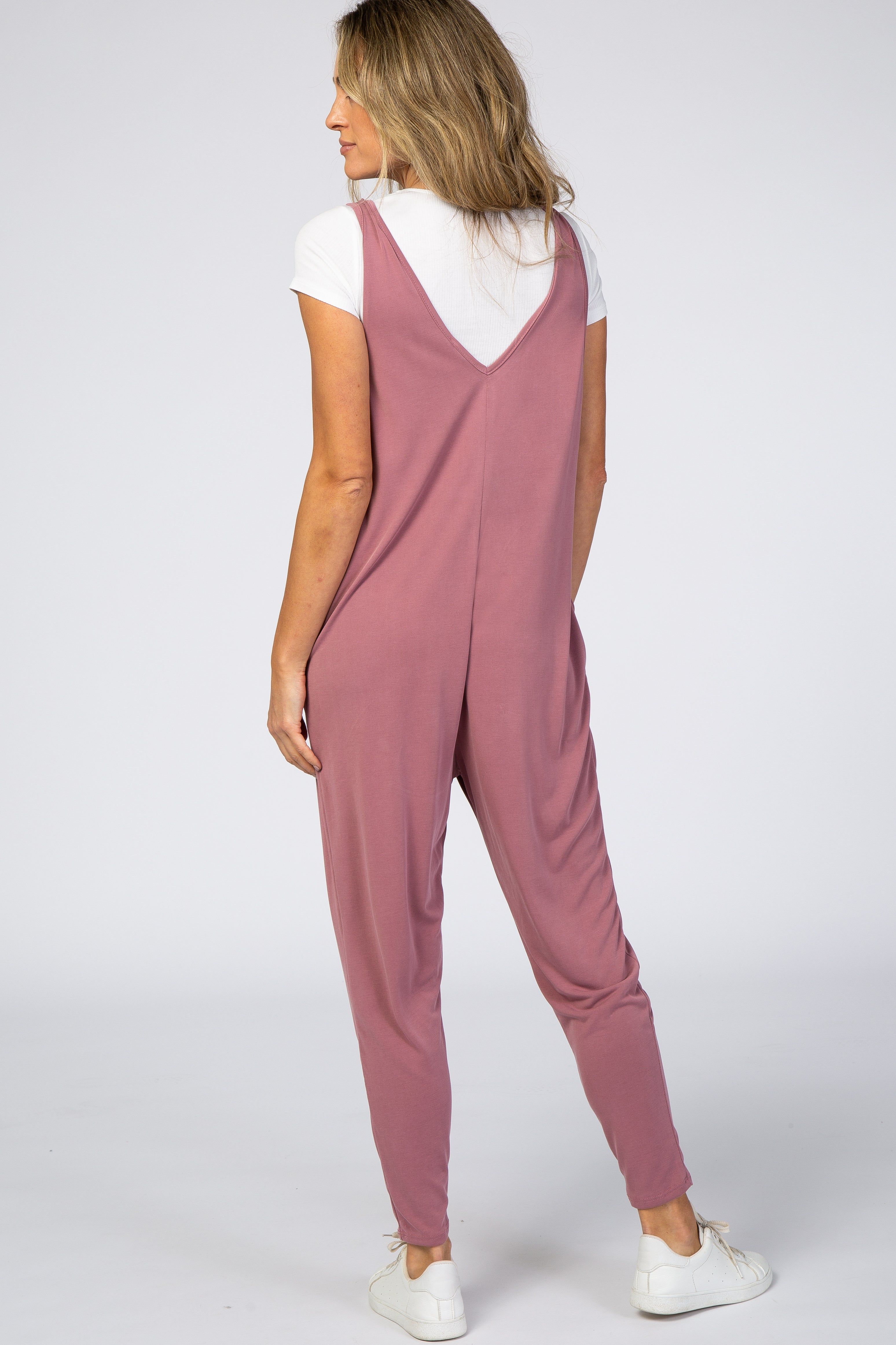 Mauve V-Neck Jumpsuit sold by Pinkblush product image thumbnail 3